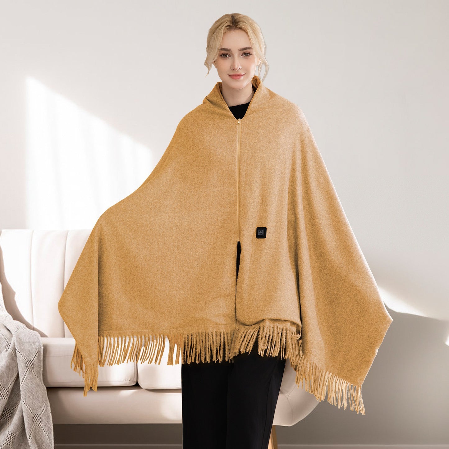 USB Heated Shawl with 3 Heat Levels and Zipper