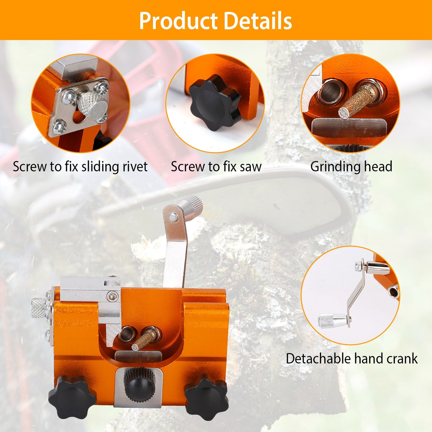 Chainsaw Sharpening Kit with Hand Crank for 6-20" Saws