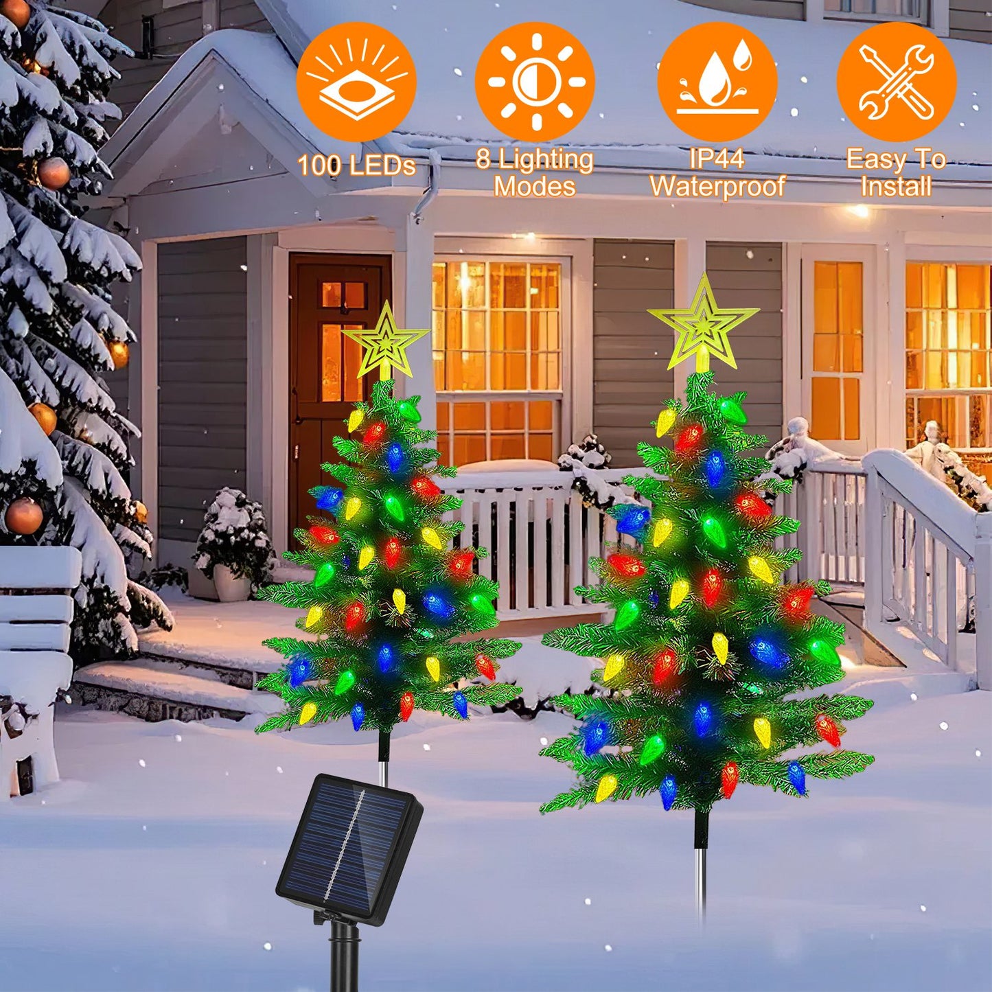 Solar Christmas Tree Pathway Lights with 100 LED & 8 Modes