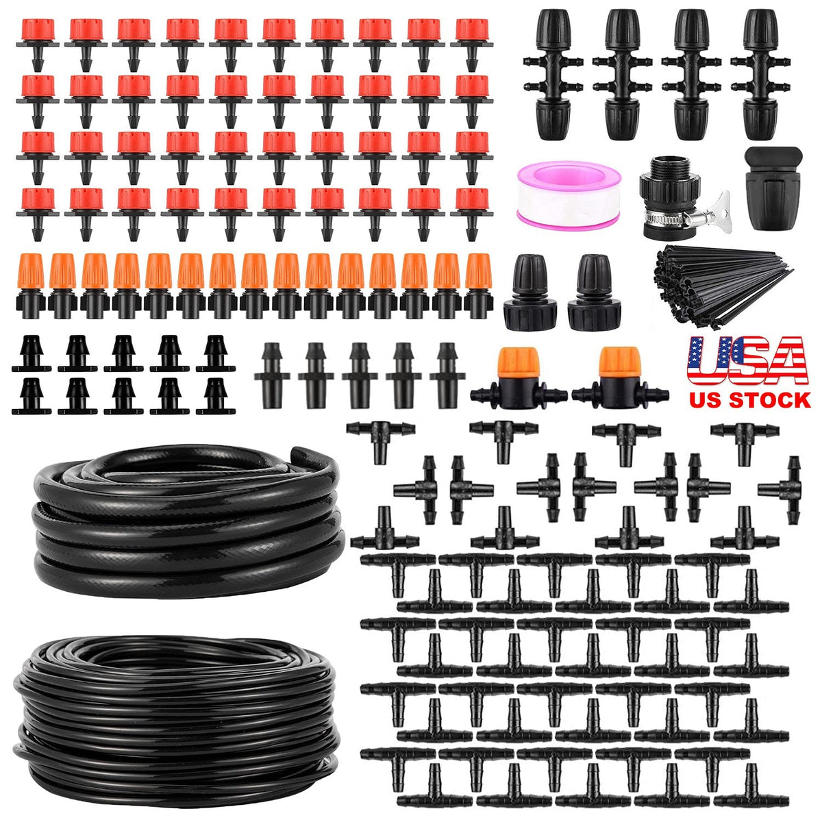 Drip Irrigation Kit Automatic Garden Irrigation System Misting Plant Watering Drip Kit for Garden Greenhouse Flower Bed Patio Lawn