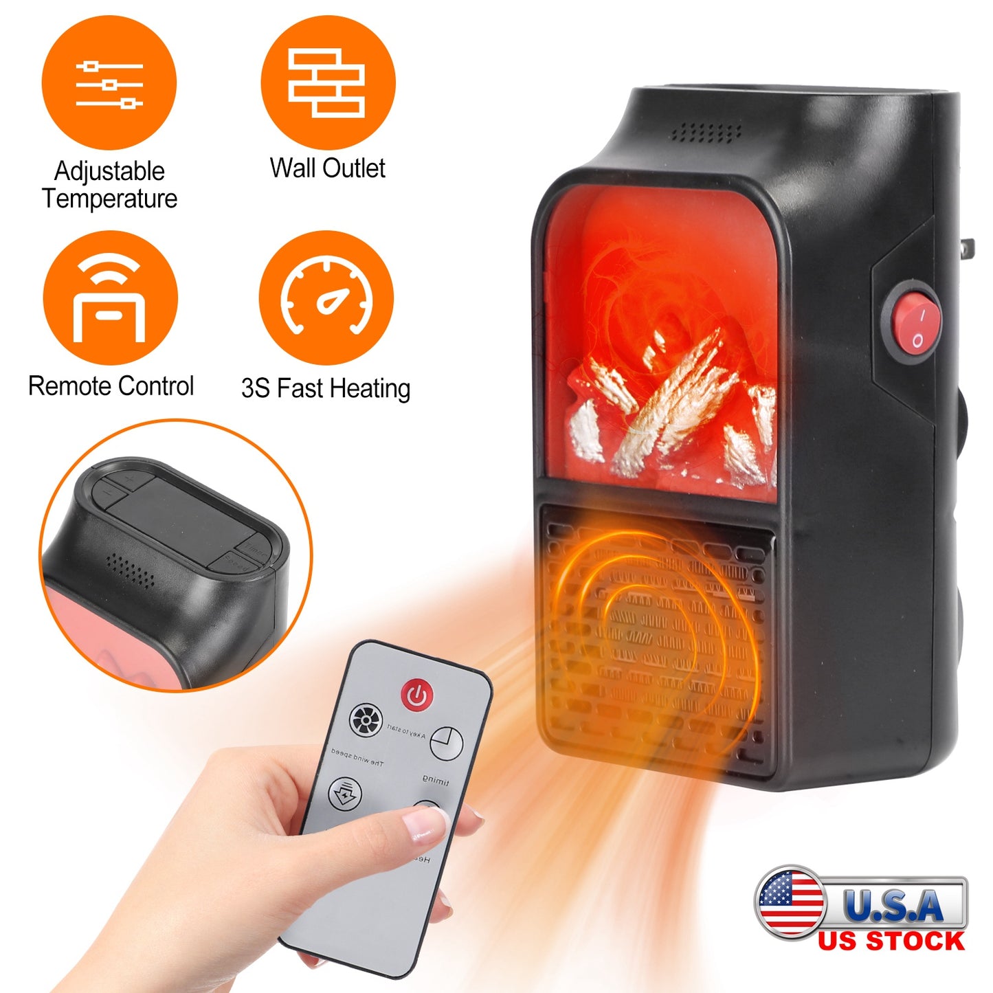 800W Plug-In Space Heater with Remote and Digital Thermostat