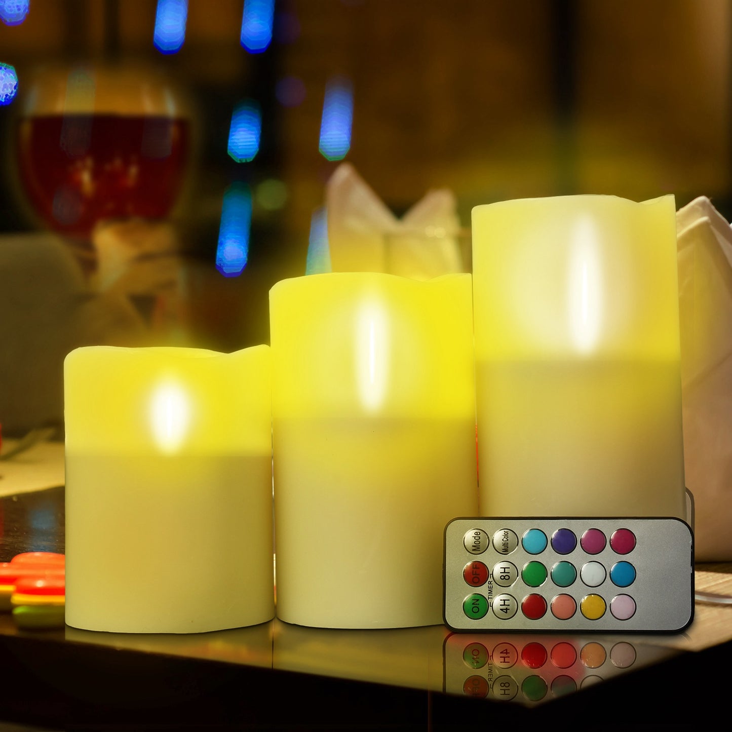 Flameless LED Candles with Remote Control - 3 Pack