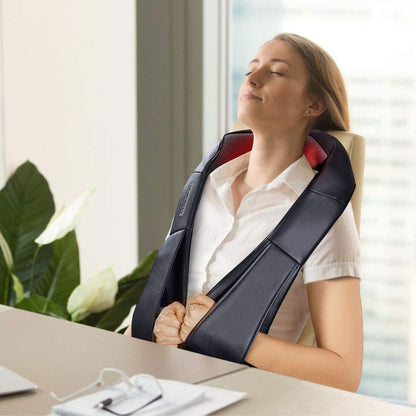 Electric Back and Neck Kneading Shoulder Massager with Heat Straps