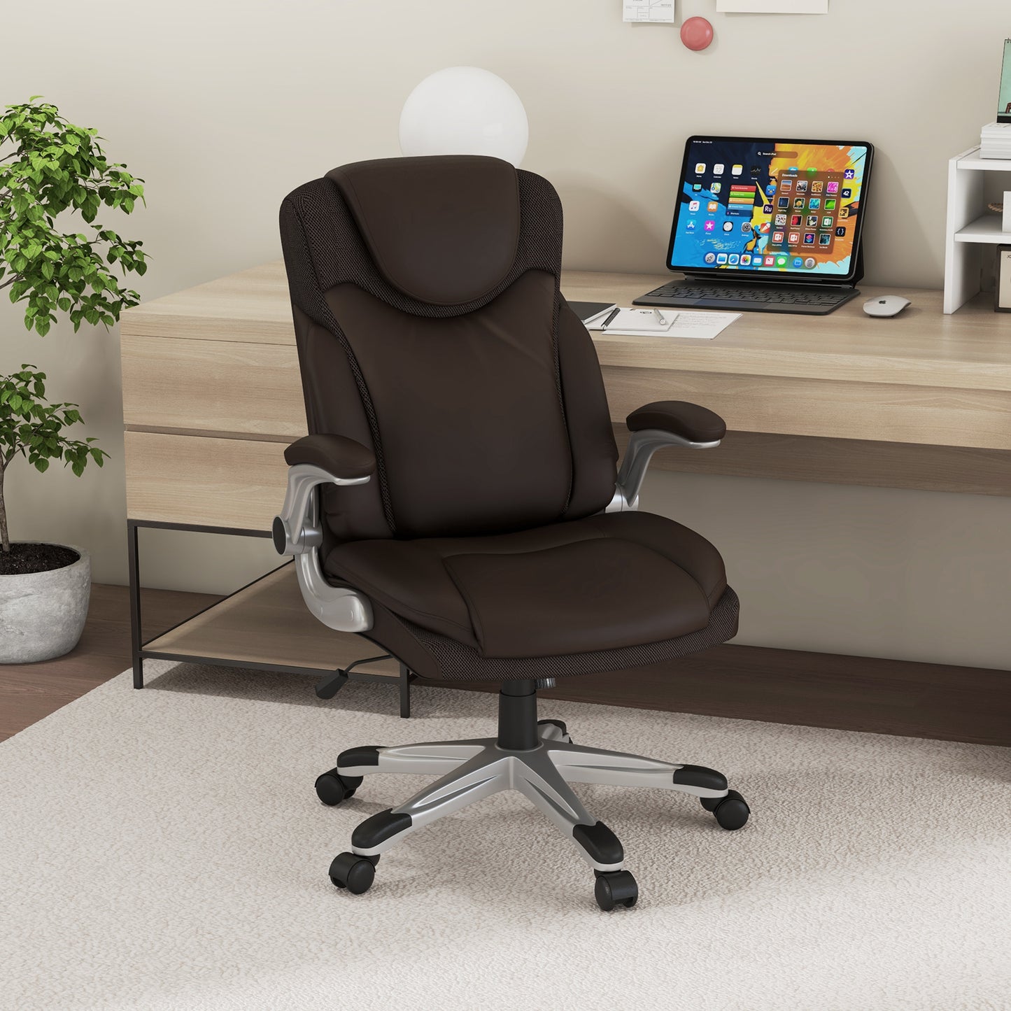Executive Office Chair with Flip-Up Armrests & Rocking Function
