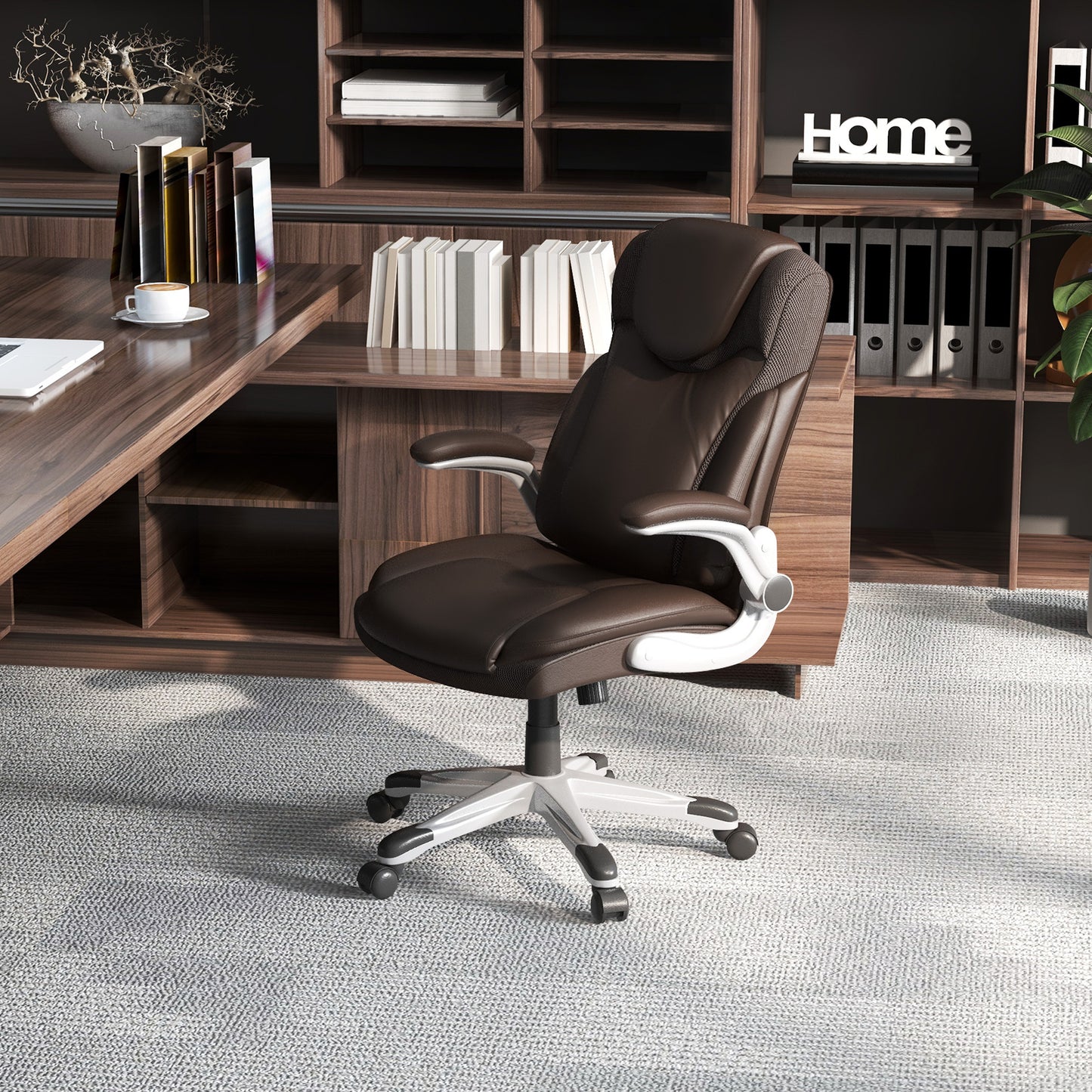 Executive Office Chair with Flip-Up Armrests & Rocking Function