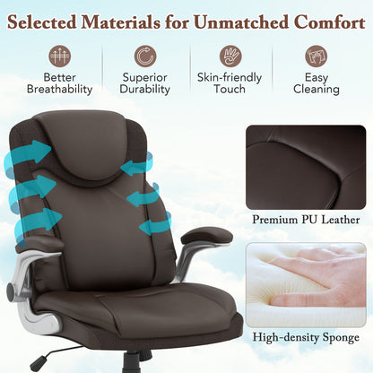 Executive Office Chair with Flip-Up Armrests & Rocking Function