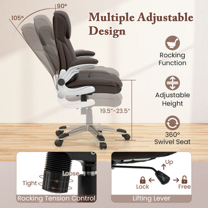 Executive Office Chair with Flip-Up Armrests & Rocking Function