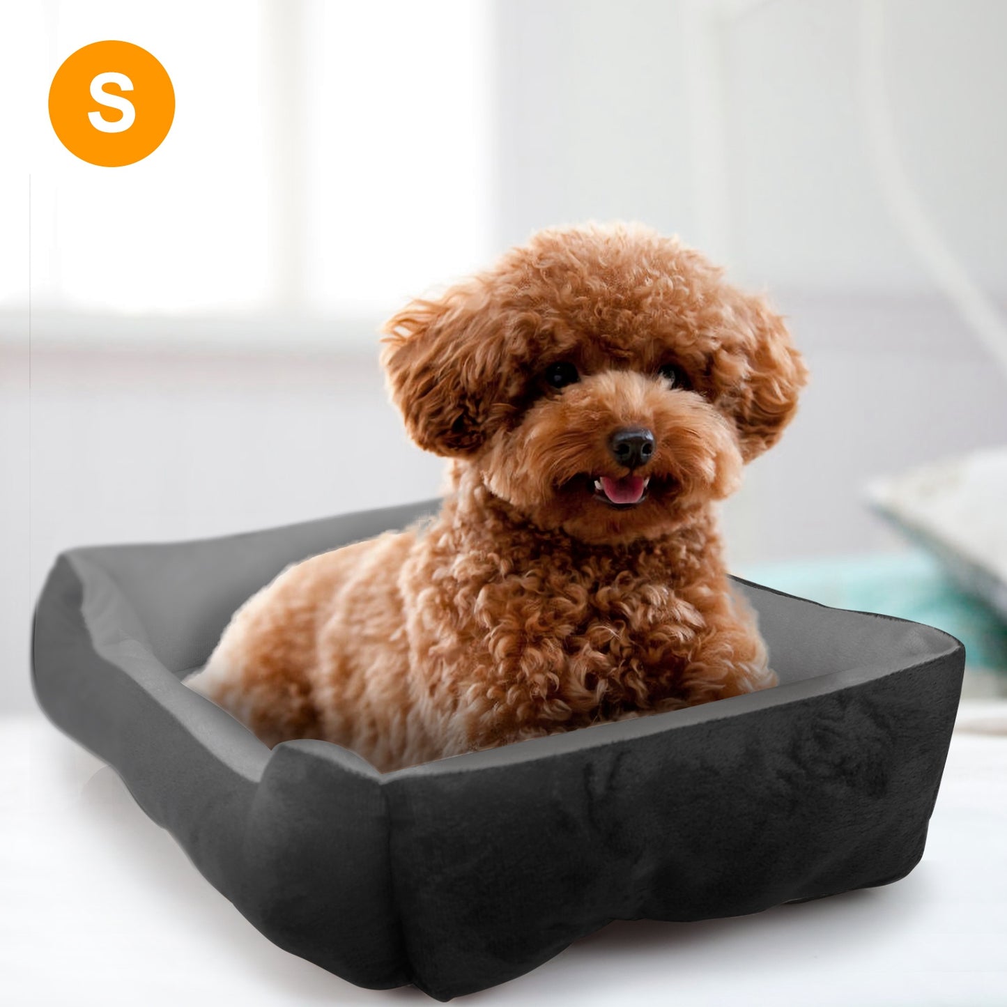 Plush Dog Bed with Non-Slip Bottom & Bonus Toy