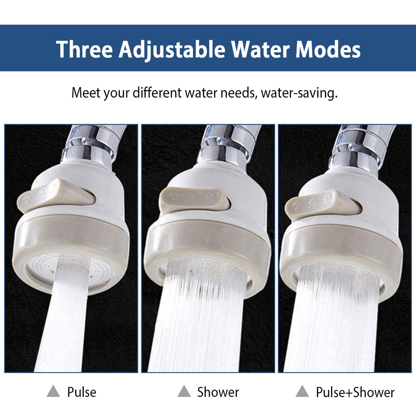 360° Rotatable Kitchen Faucet Aerator with 3 Spray Modes