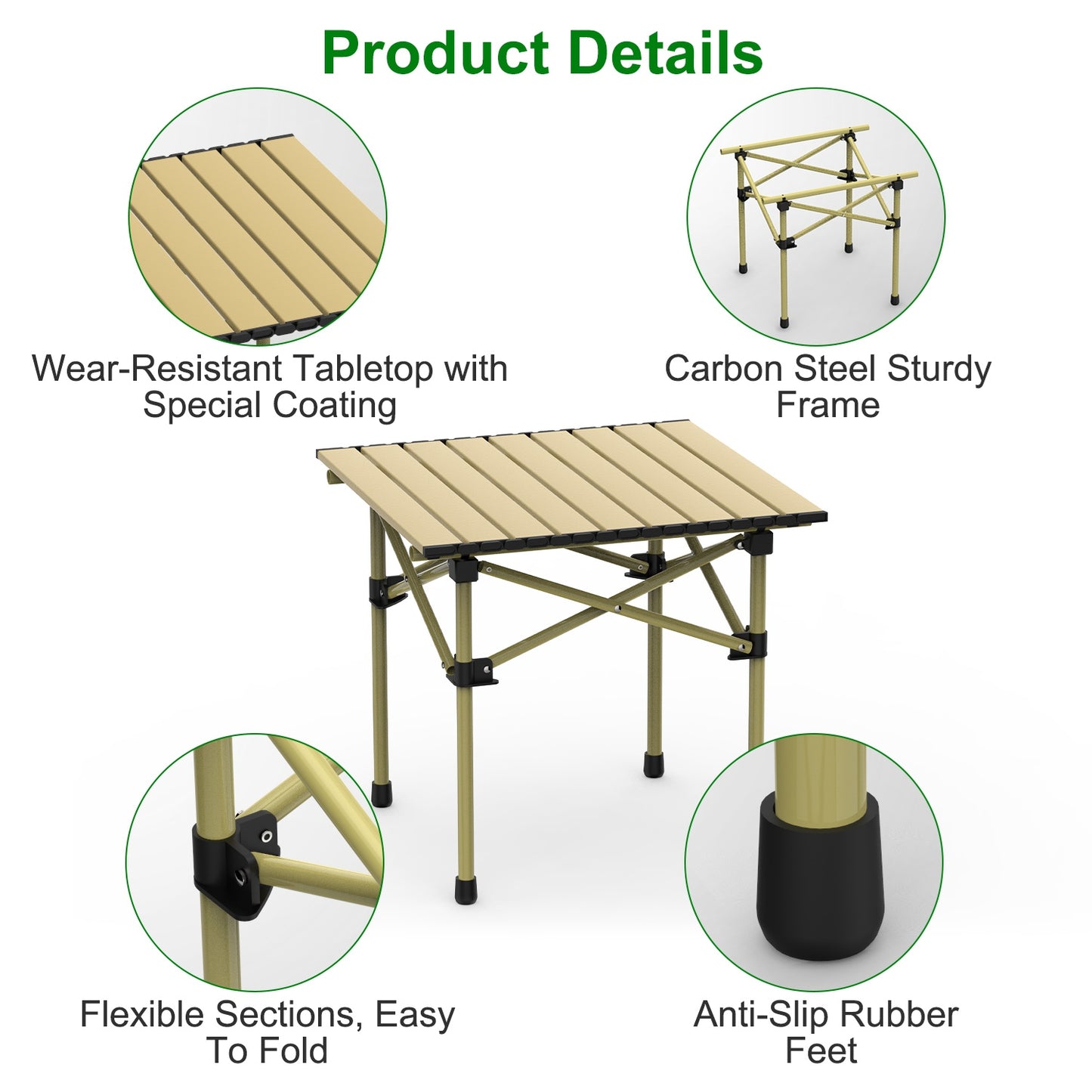 Folding Camping Table with Carry Bag - Lightweight Carbon Steel
