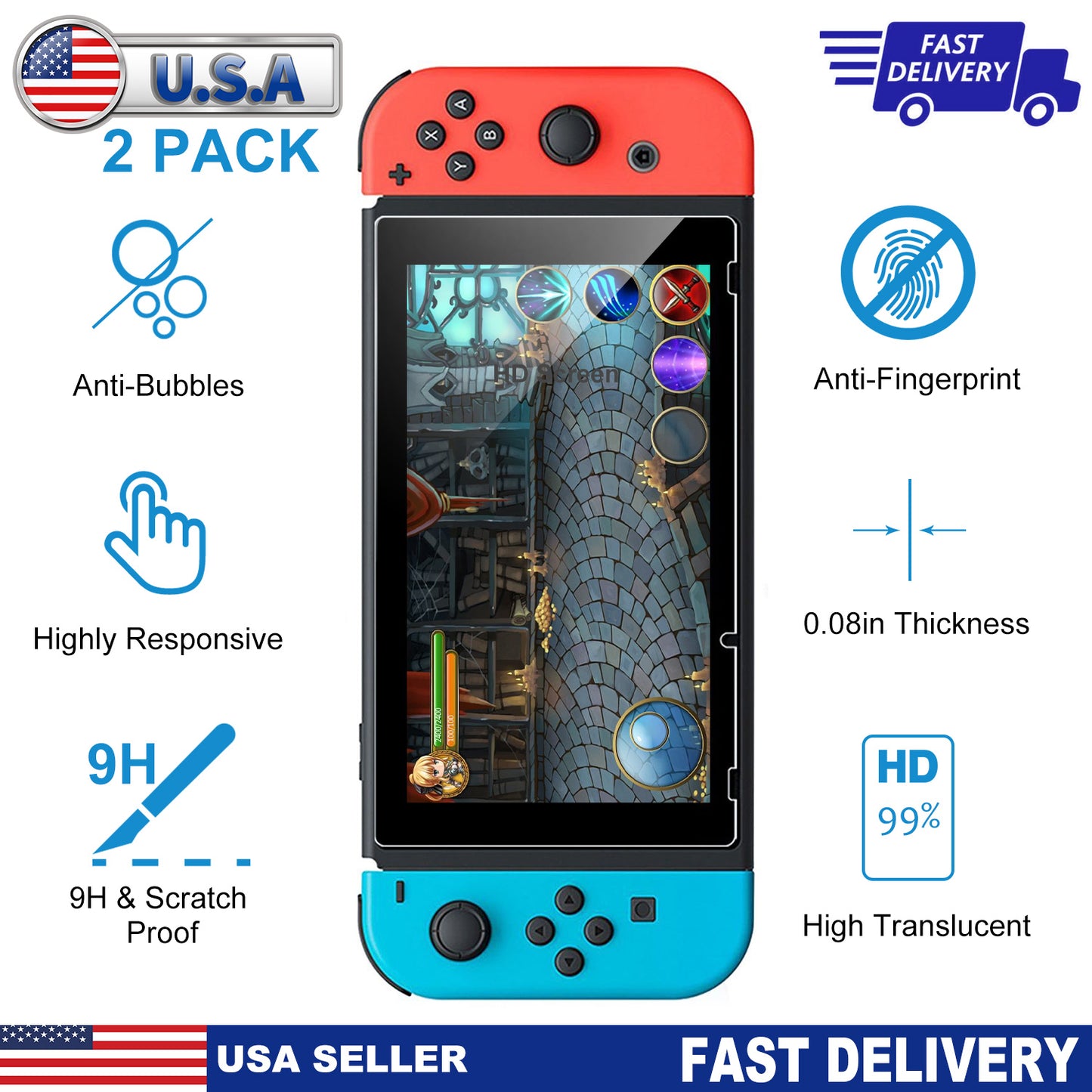 Nintendo Switch Tempered Glass Screen Protector 2-Pack