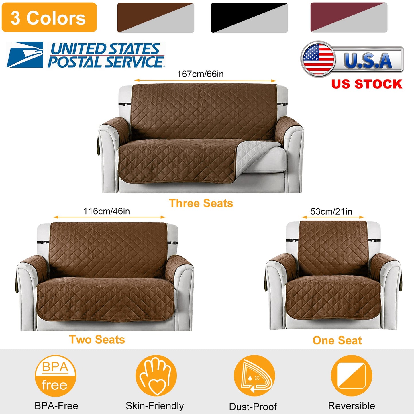 Reversible Sofa Cover with Elastic Straps - Water-Resistant
