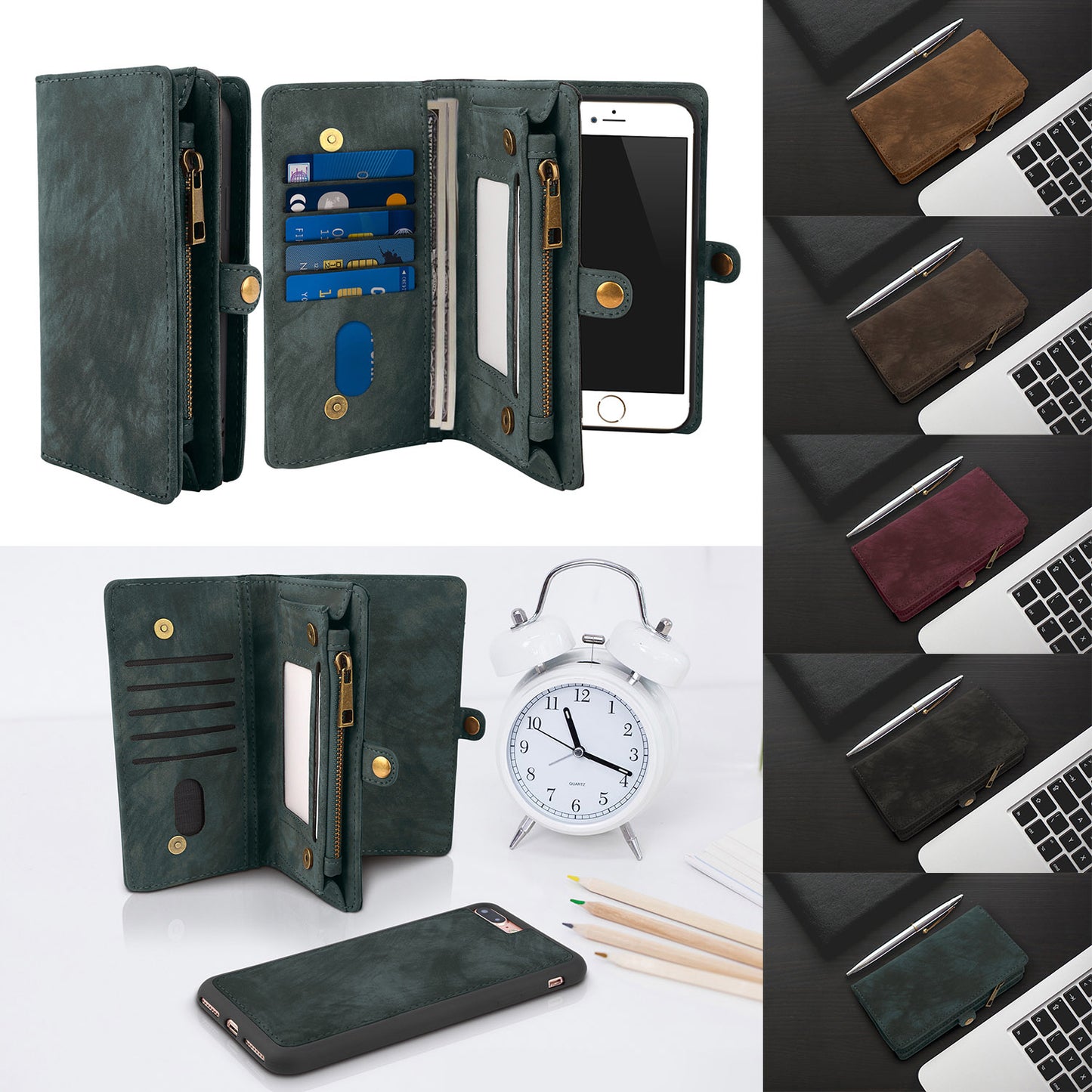 iPhone 7 Plus Wallet Case with Detachable Magnetic Cover