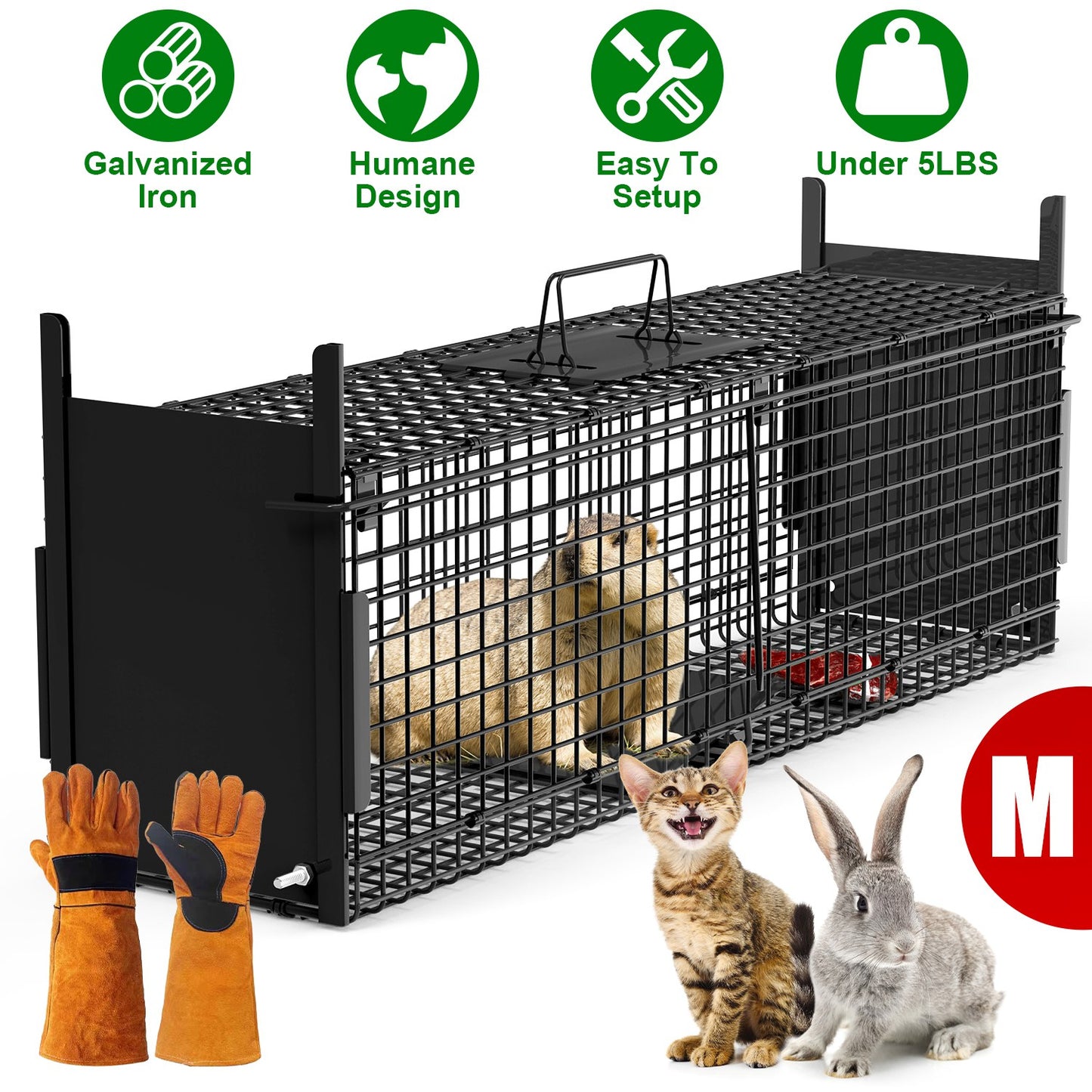40in Humane Live Animal Trap Cage for Raccoons & Opossums