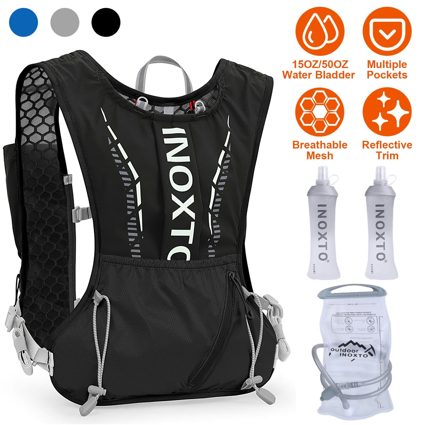 Hydration Vest with 15oz & 50oz Water Bladders for Running