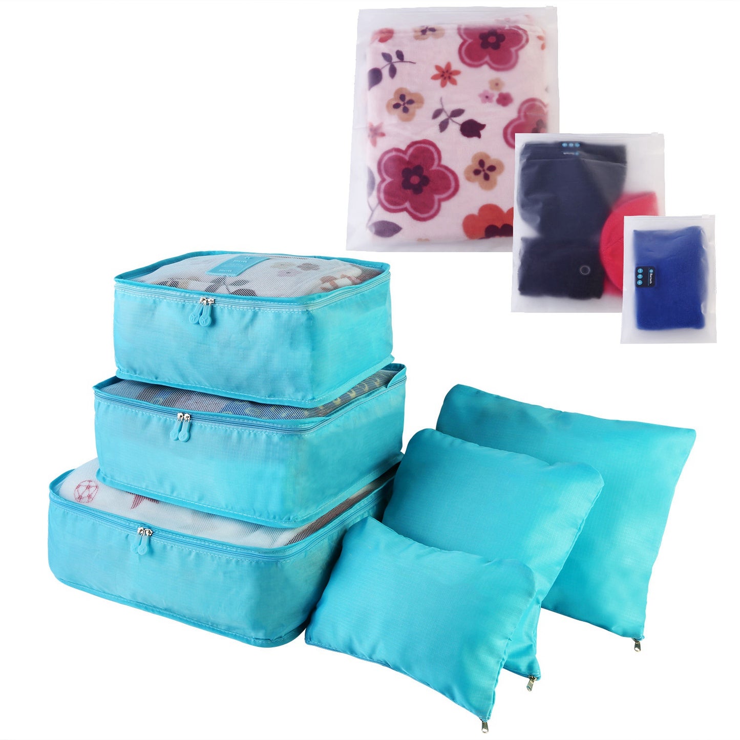 Travel Packing Cubes Set - 9 Piece Water-Resistant Organizer
