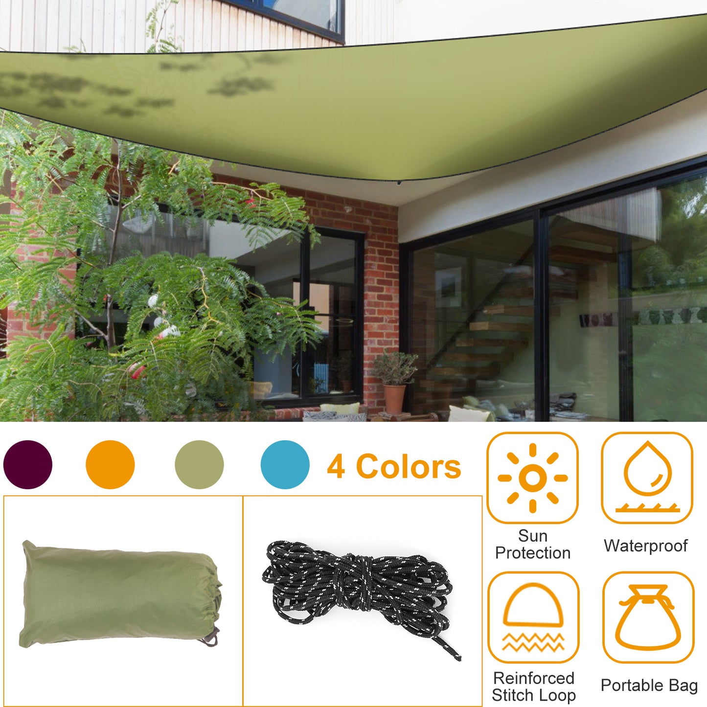 Triangle Shade Sail Canopy - Waterproof Outdoor Sun Shelter