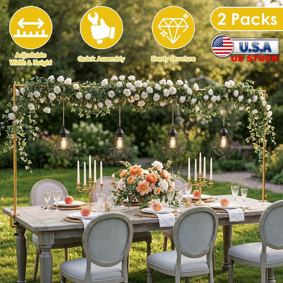 Adjustable Table Arch Stand for Balloon & Floral Decorations