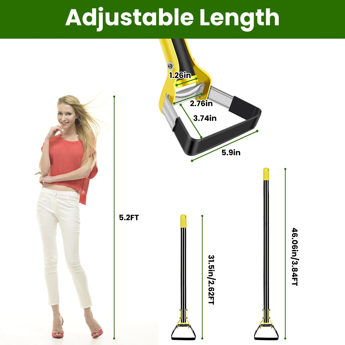 Adjustable Stirrup Hoe 46" Push-Pull Garden Weeder Tool