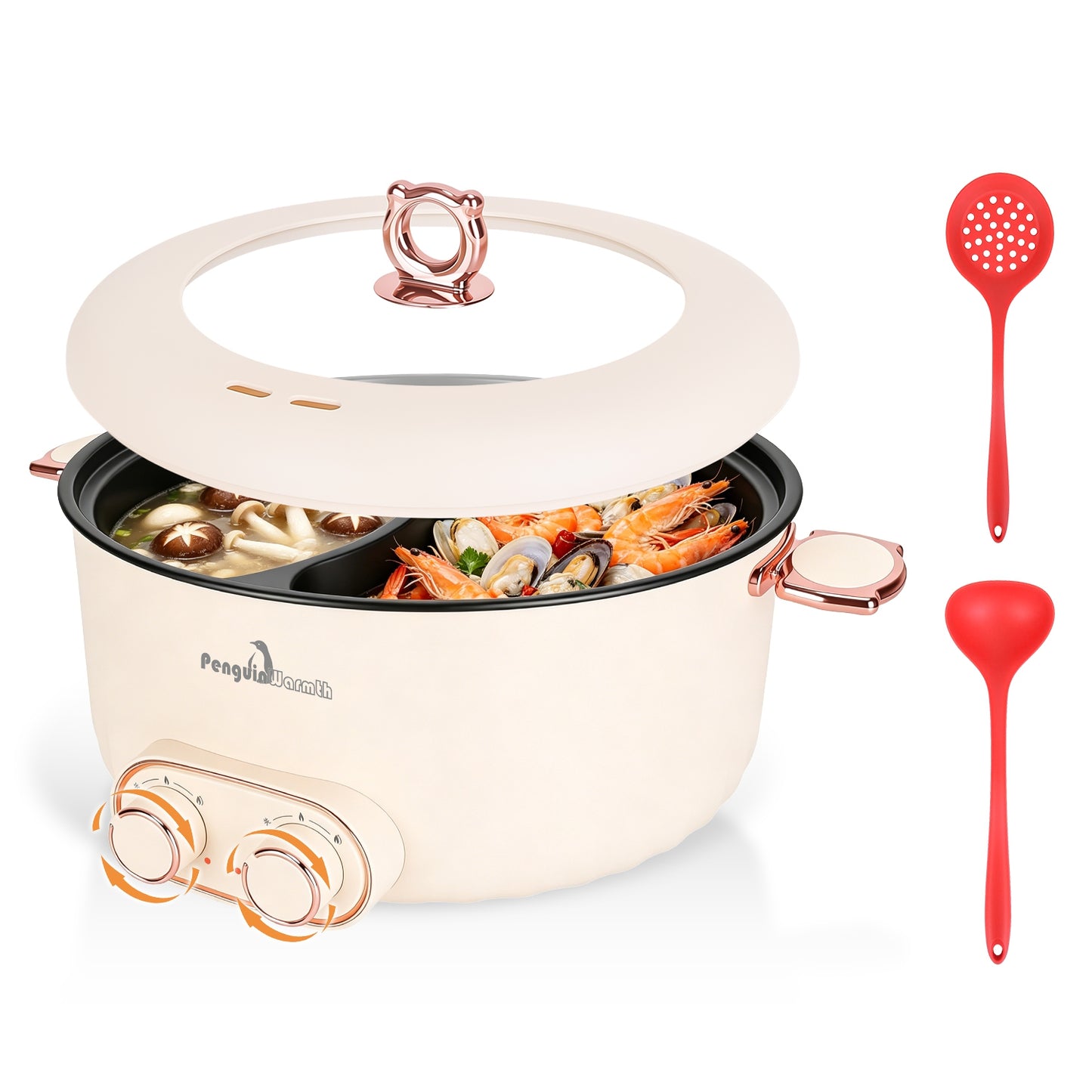 Electric Hot Pot with Divider 6L Dual Control 2000W