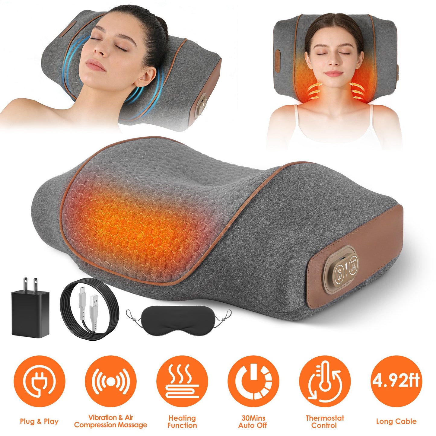 Neck Massager Pillow with Heat, Vibration & Air Compression
