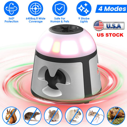 Ultrasonic Rodent Repeller with 4 Modes & Strobe Lights