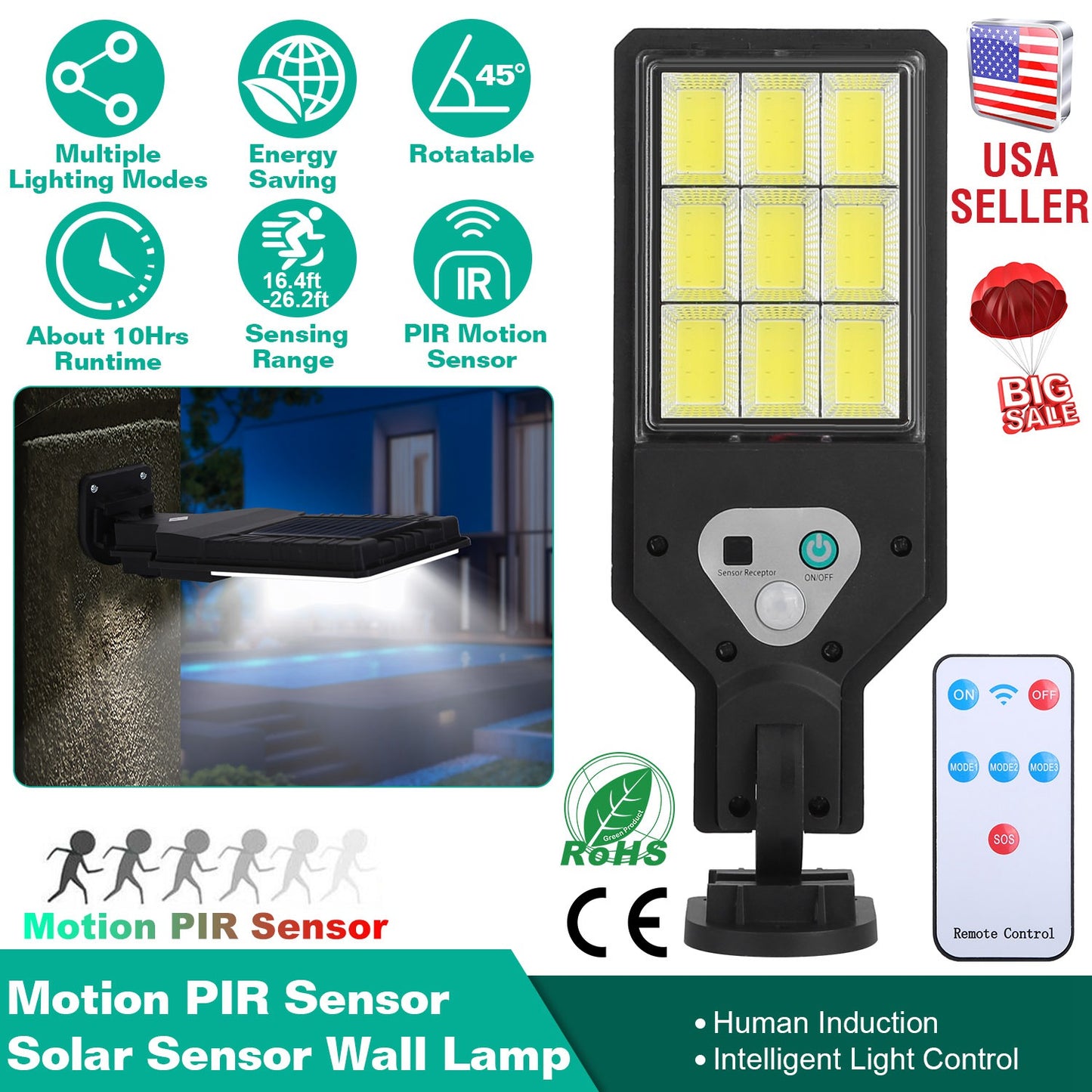 Solar Wall Light with Motion Sensor and Remote Control