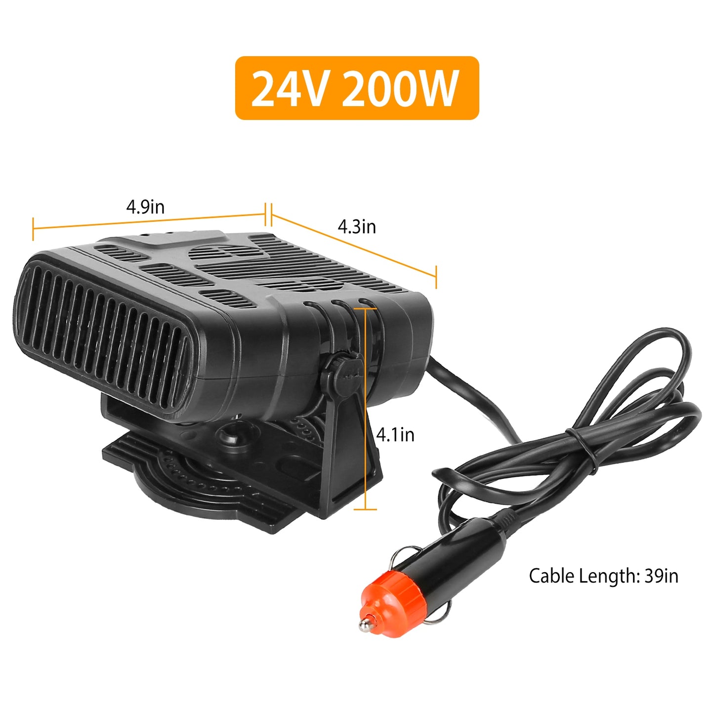 24V Portable Car Heater 200W 2-in-1 Defroster Fan