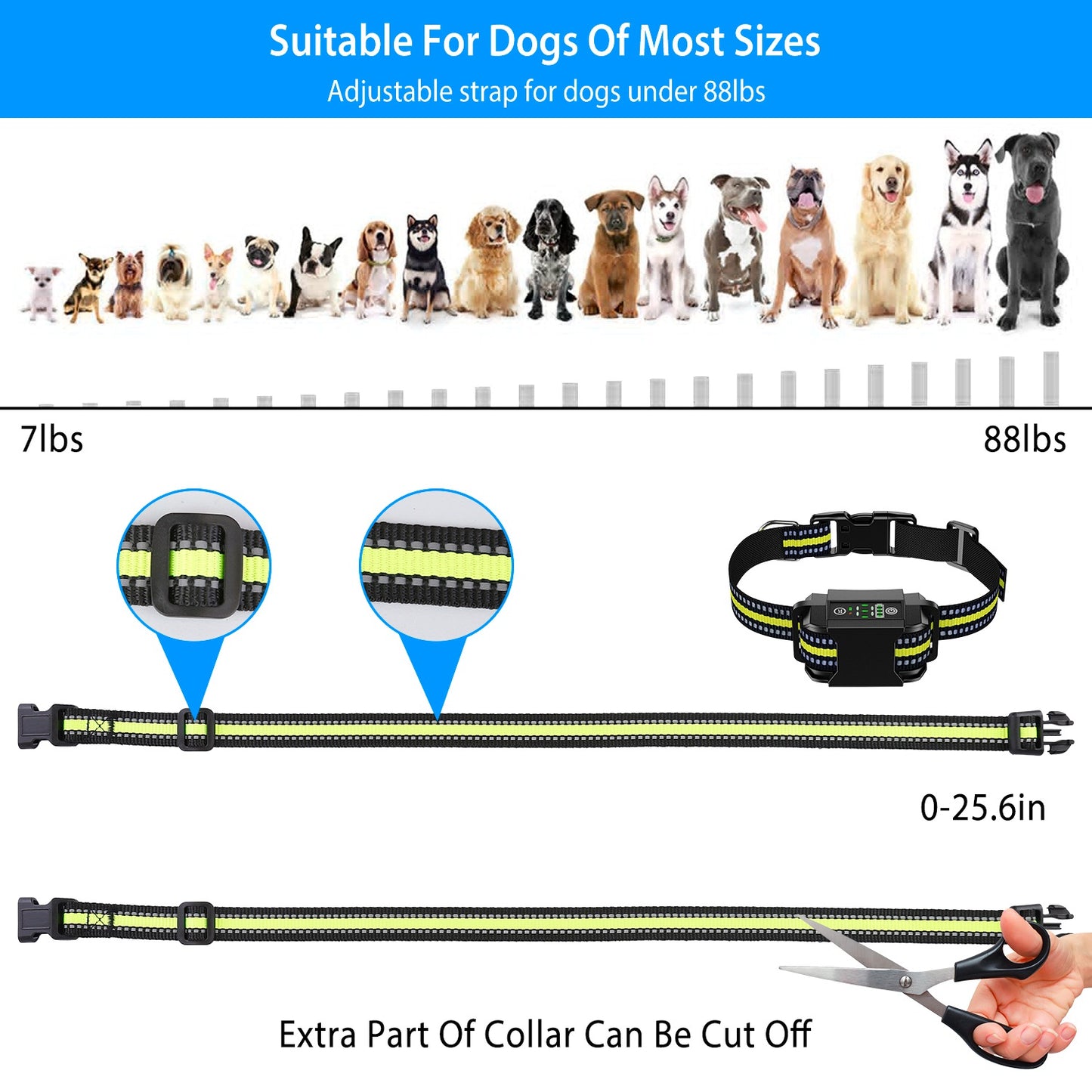 Rechargeable Dog Bark Collar with Smart Detection & 6 Levels