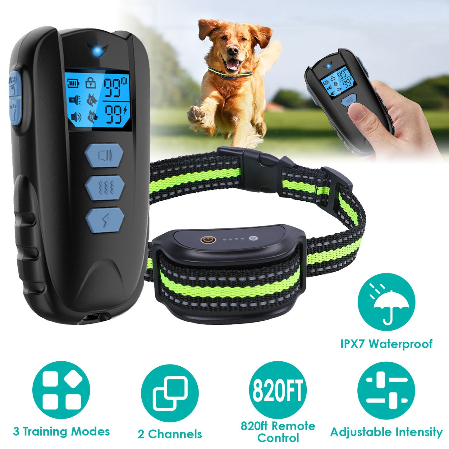 Dog Training Collar with Remote – 820ft Range, 3 Modes