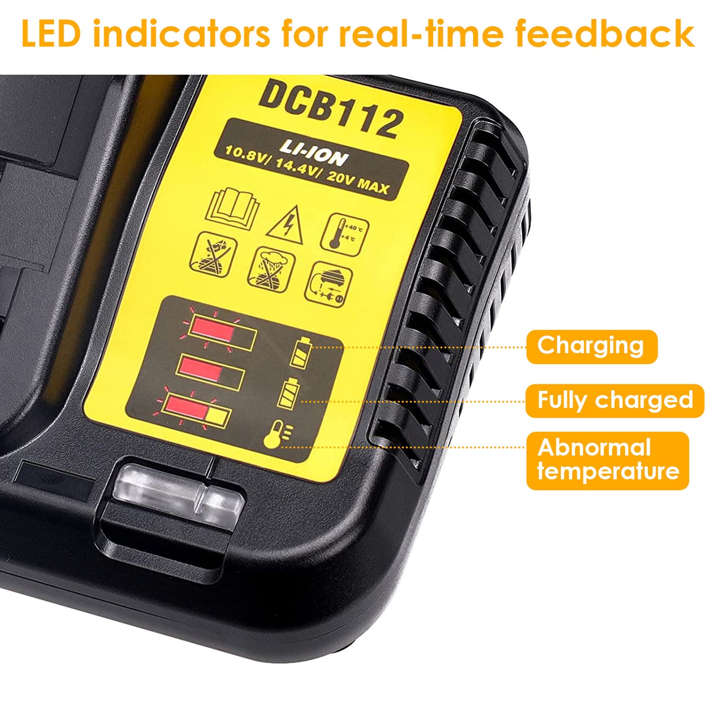 Battery Charger for Dewalt 10.8V-20V Lithium-Ion Tools