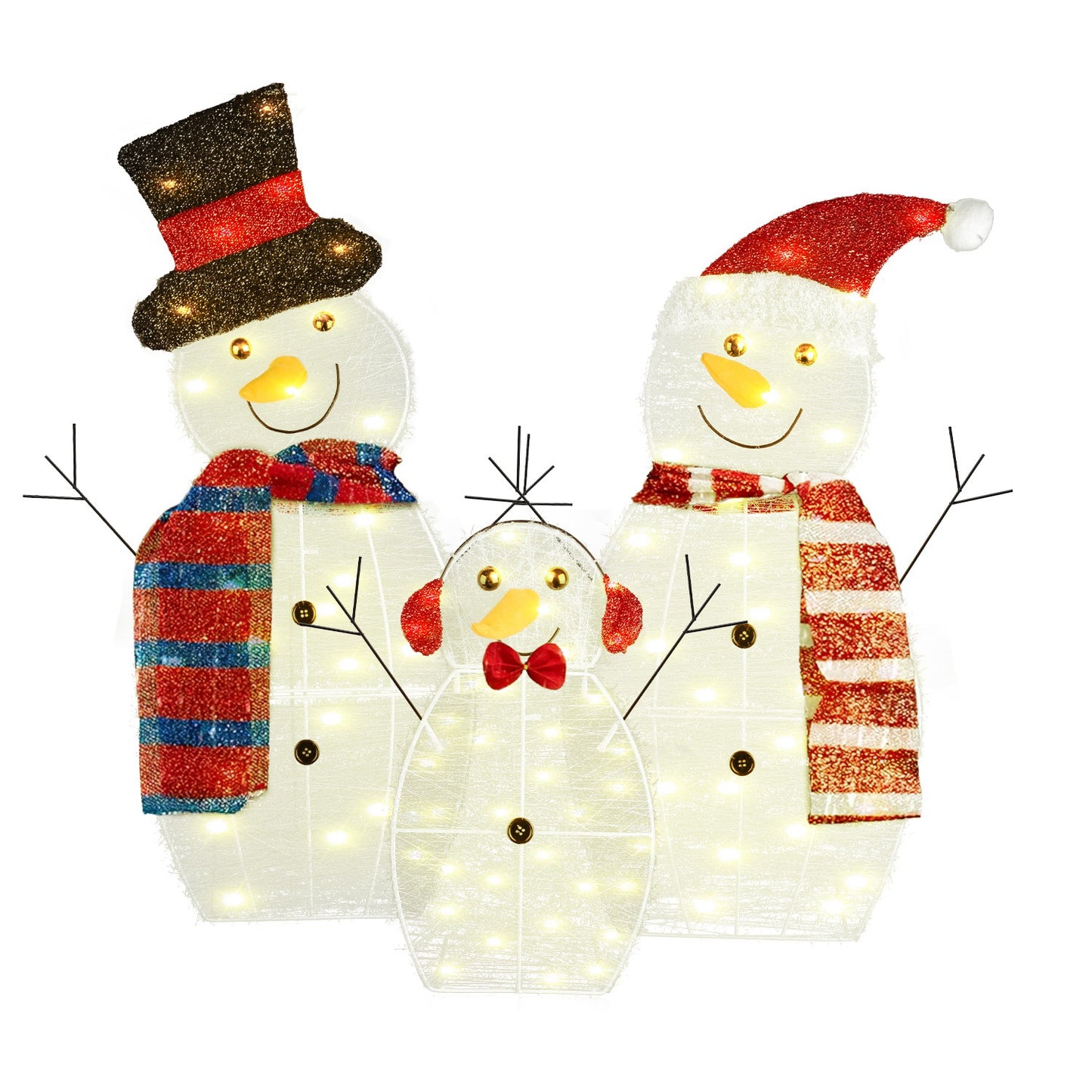 Christmas Snowman Family Yard Decoration with LED Lights