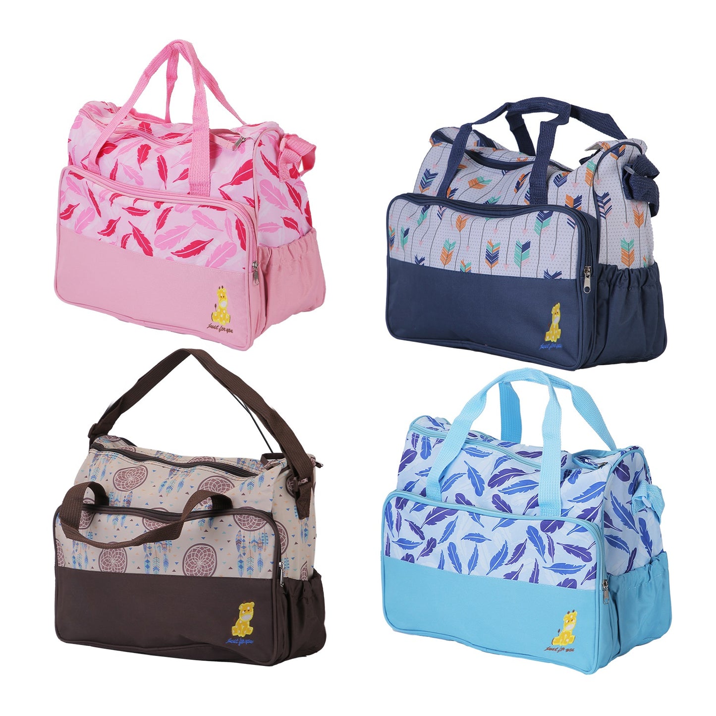 5-Piece Diaper Bag Set with Bottle Bag and Changing Pad