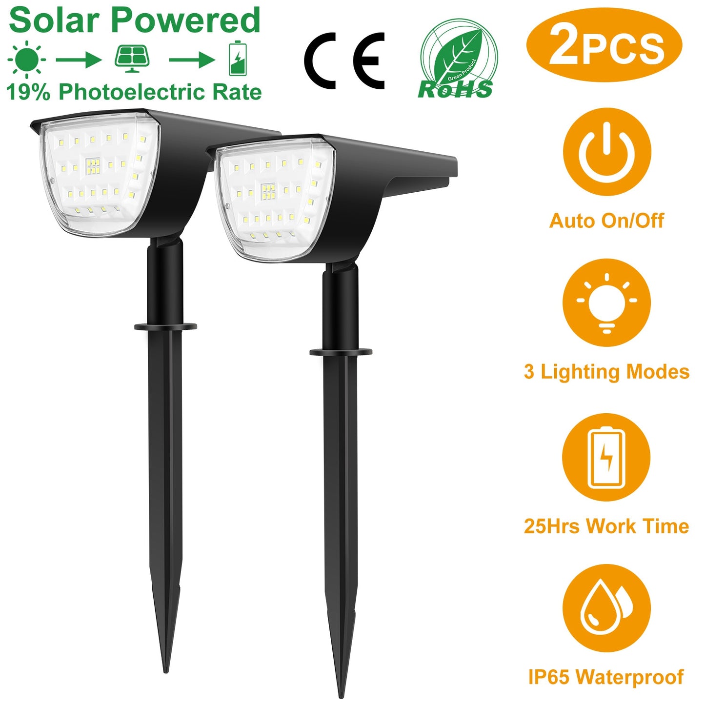 Solar Landscape Spotlight 32 LED Waterproof with 3 Modes