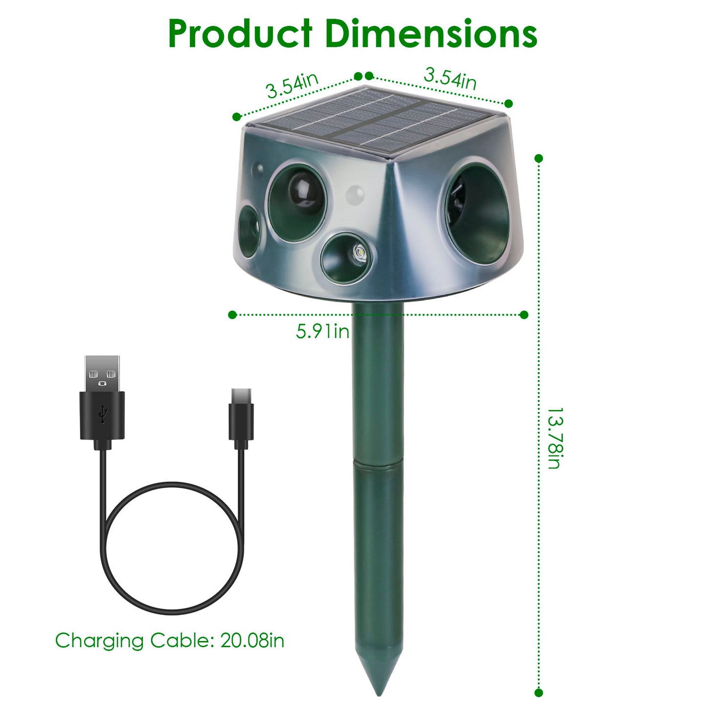 Solar Ultrasonic Animal Repeller with Motion Sensor