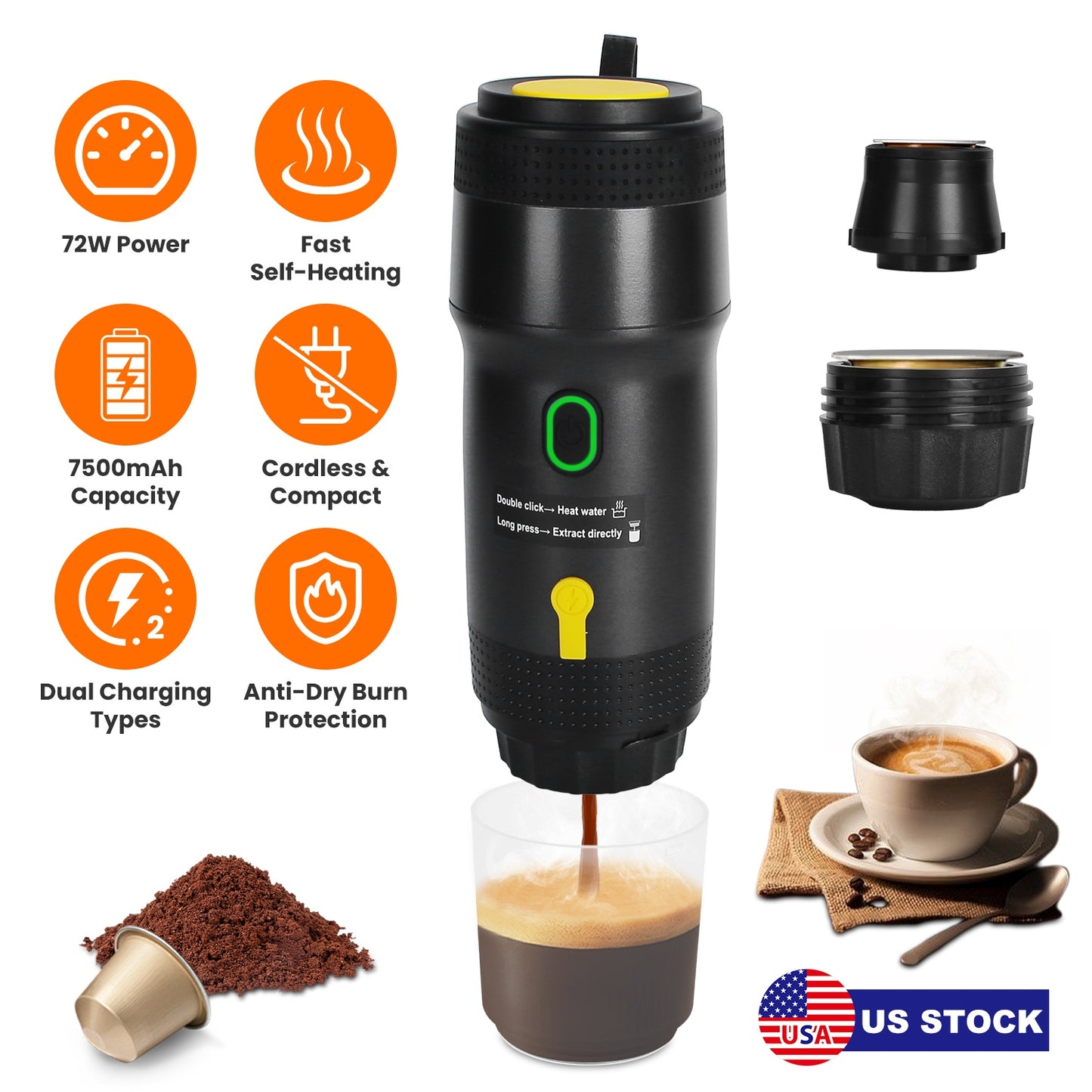 Portable Electric Espresso Machine with 7500mAh Battery