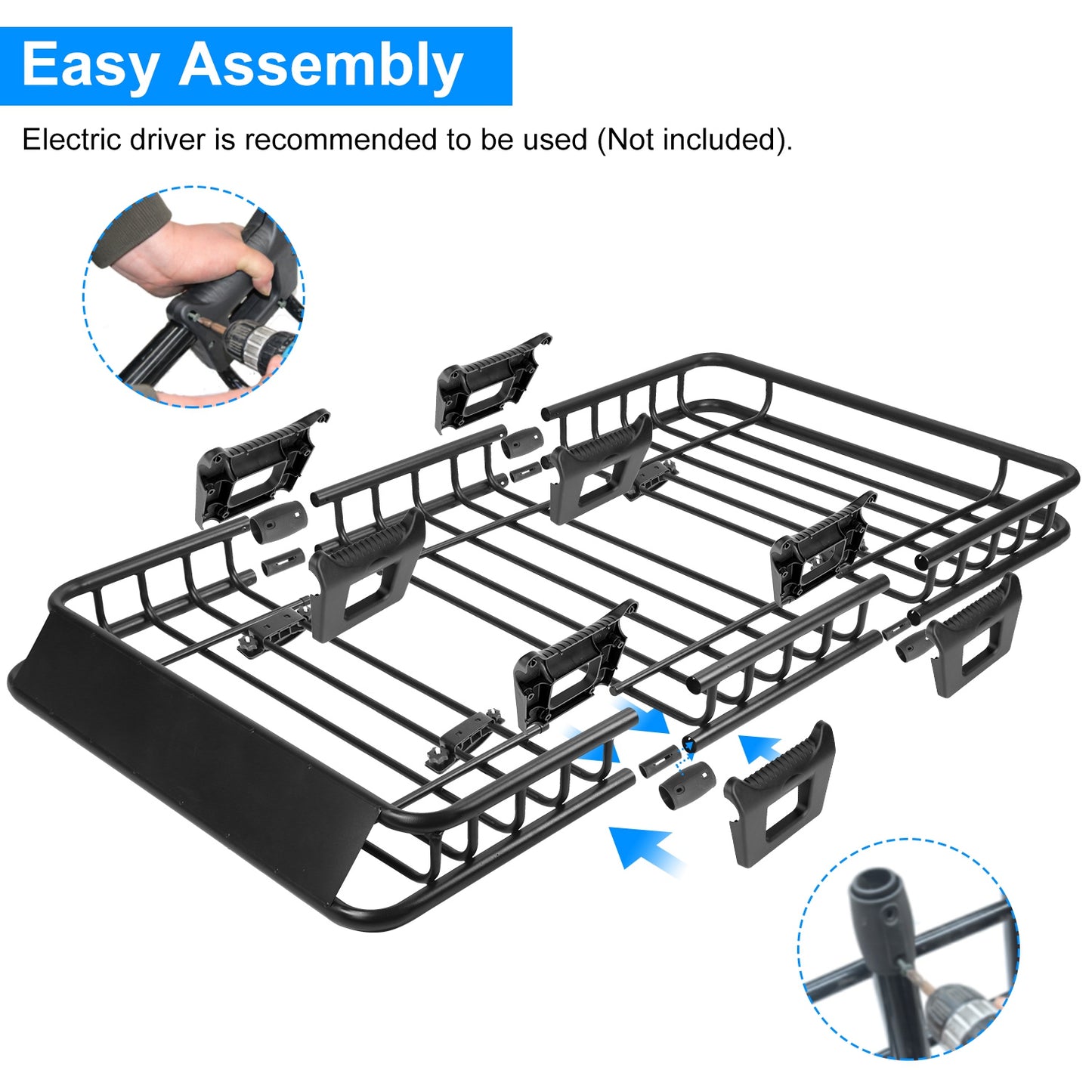 Roof Rack Cargo Carrier 63x39in with Net & Straps