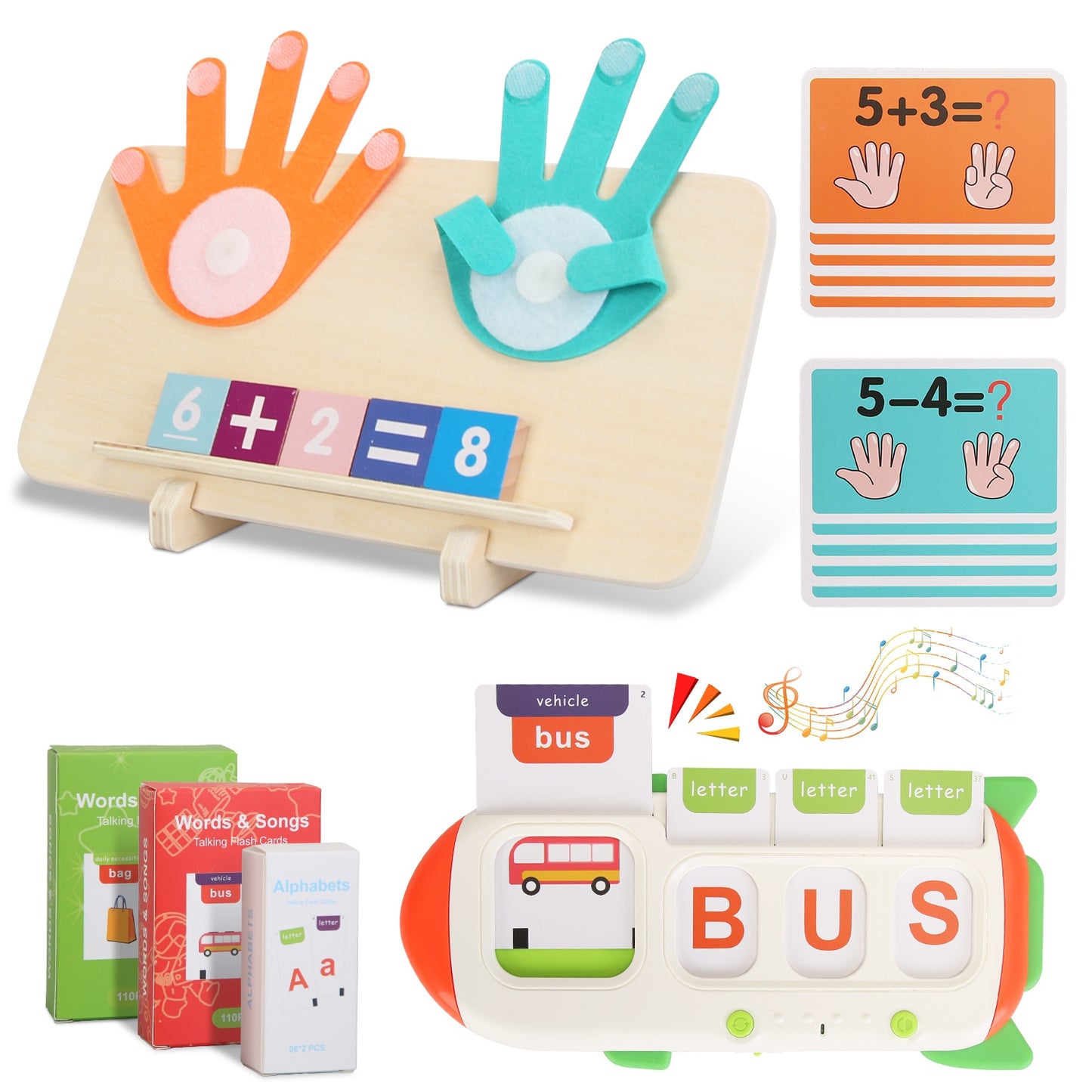 Talking Flash Cards & Math Board Set for Kids Ages 3+