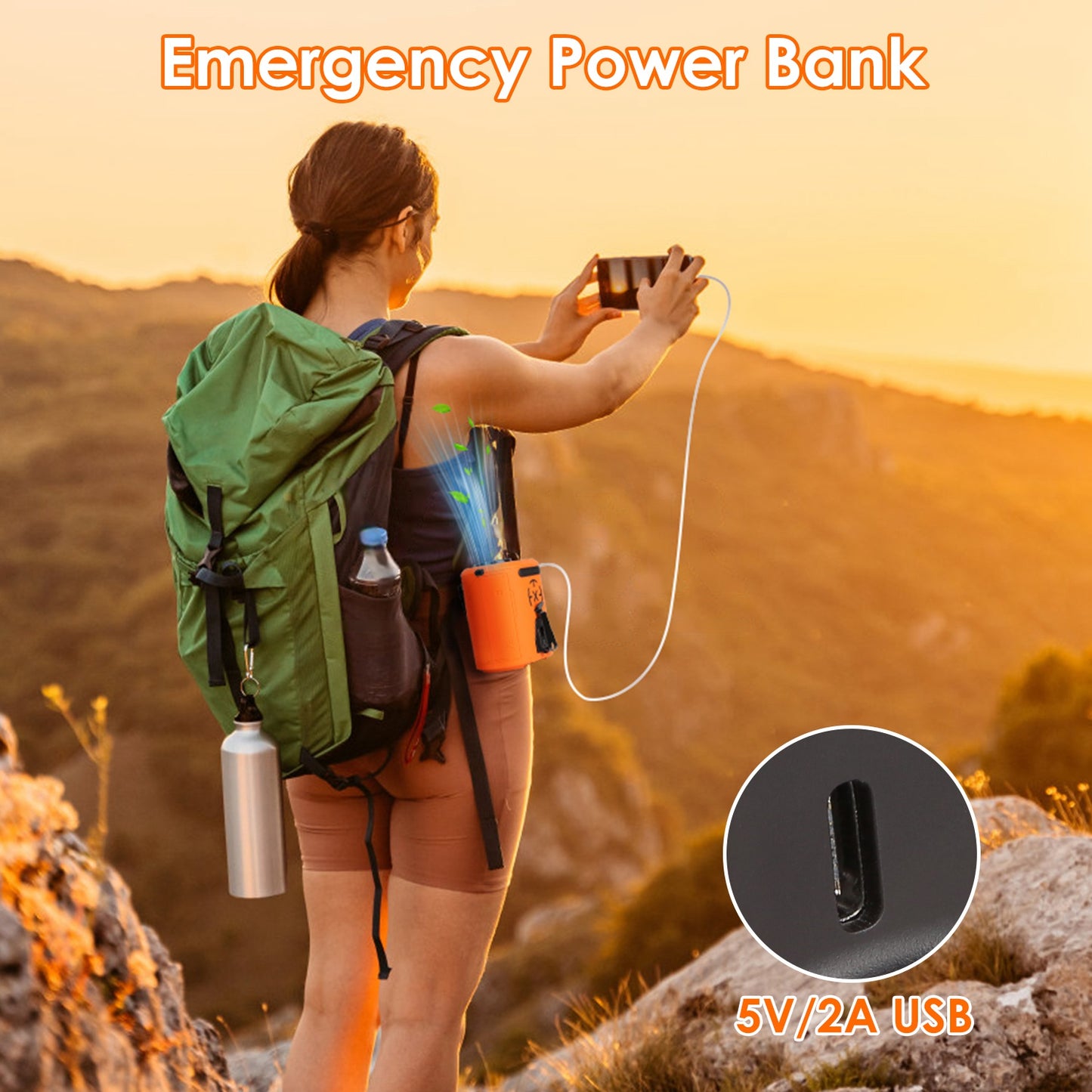 Portable Waist Clip Fan 5-in-1 with 10000mAh Power Bank