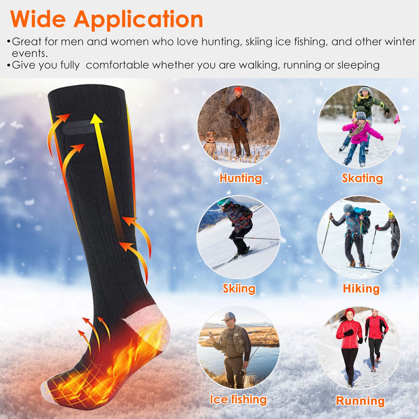 Rechargeable Heated Socks with 4 Temperature Levels