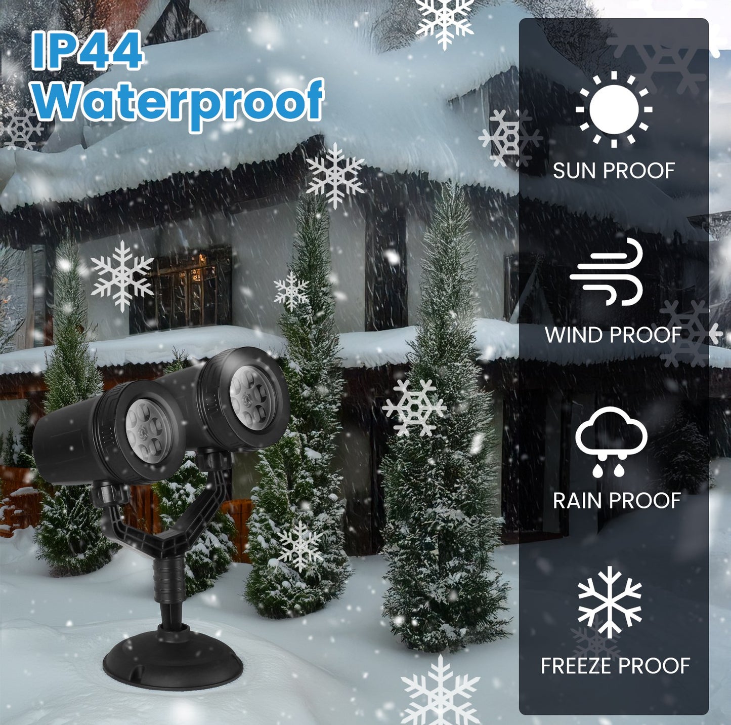 Snowflake Projector Light Dual-Head LED Stake Outdoor Waterproof