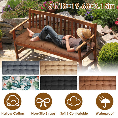 Bench Seat Cushion 51x20in Waterproof with Ties for Outdoor
