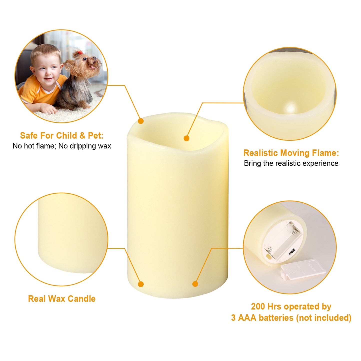 Flameless LED Candles with Remote Control - 3 Pack