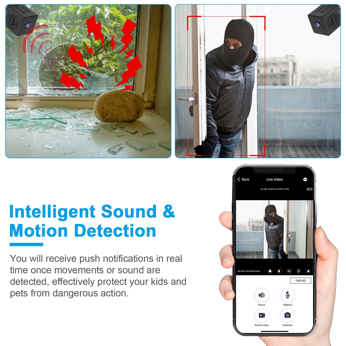 1080P WiFi Mini Security Camera with Night Vision & Motion Detection