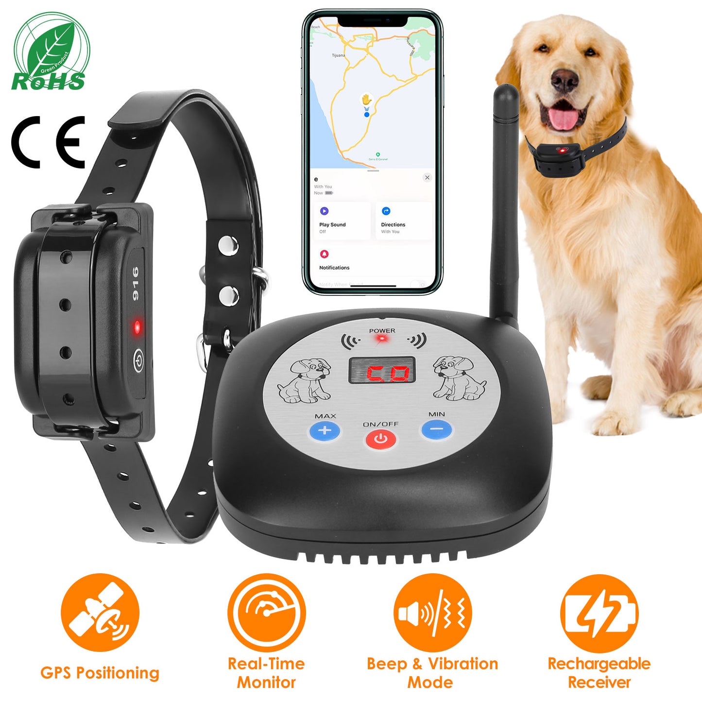 Wireless Dog Fence System with GPS Tracking and Collar
