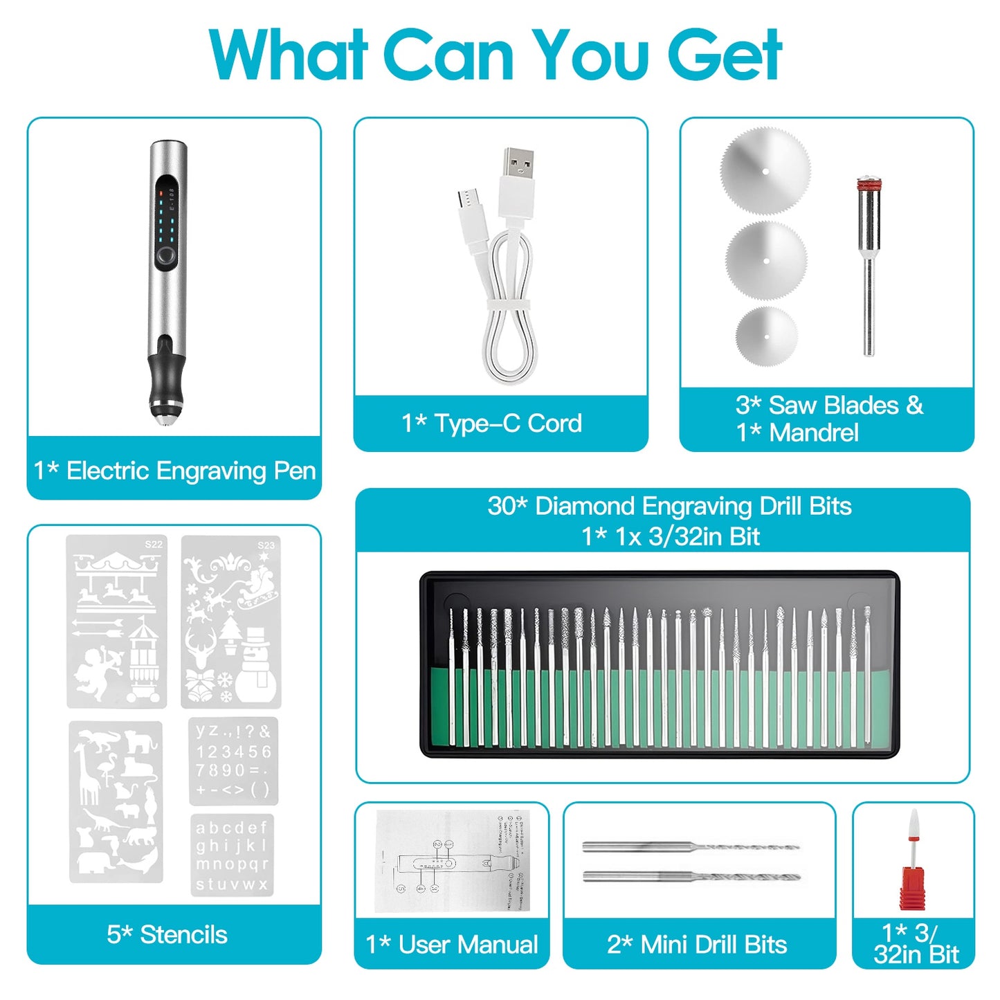 Electric Engraving Pen with 33 Bits & 3 Speed Settings