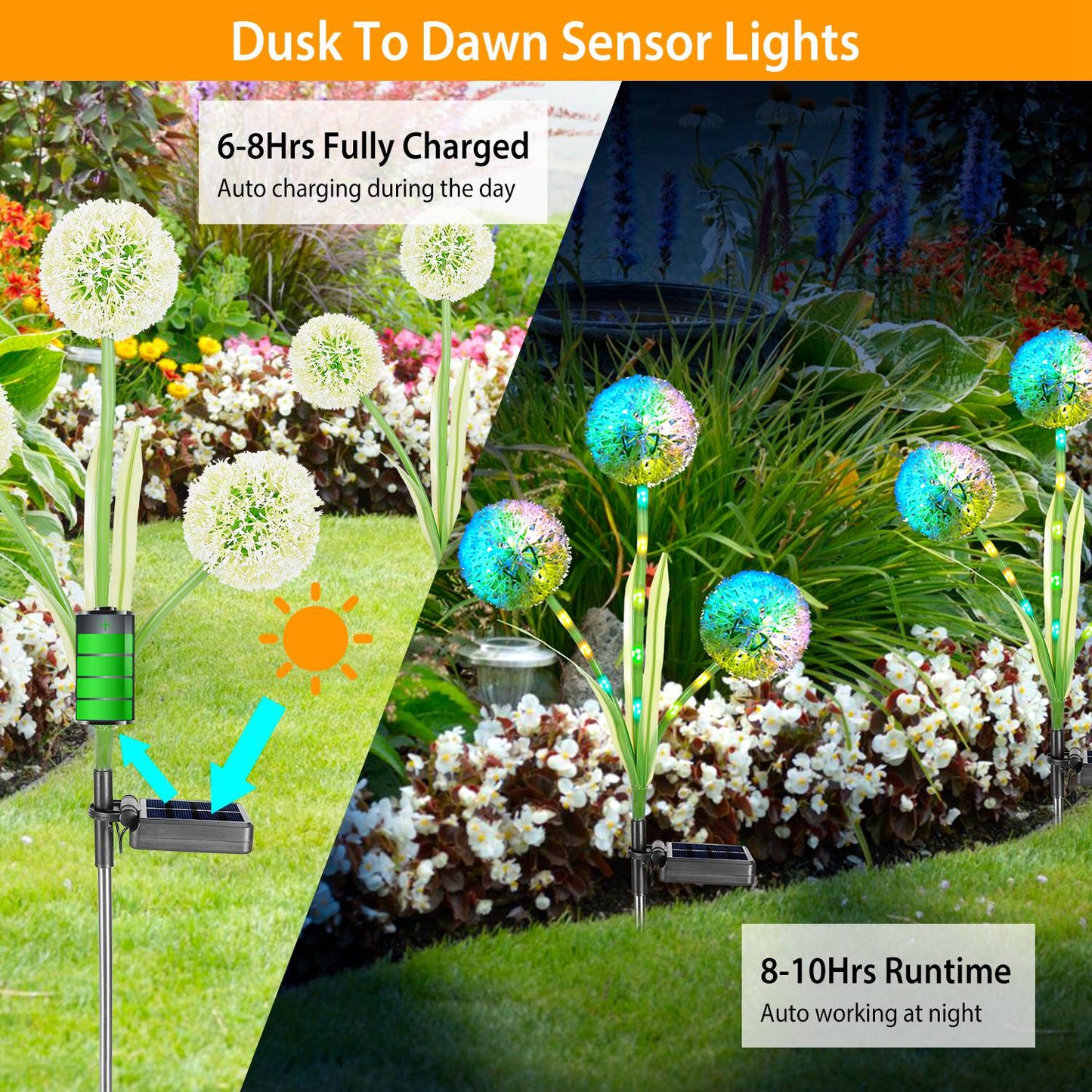 Solar Dandelion Garden Lights 36 LED Outdoor Pathway Stakes
