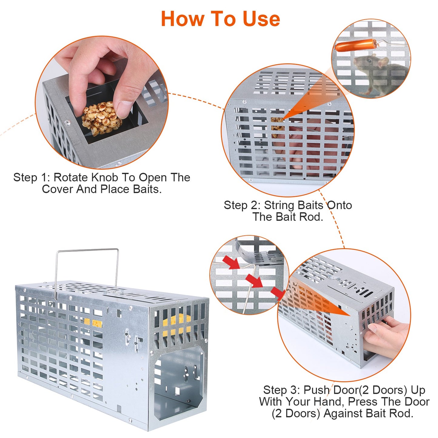 Humane Live Mouse Trap - Reusable Metal Cage with Dual Doors