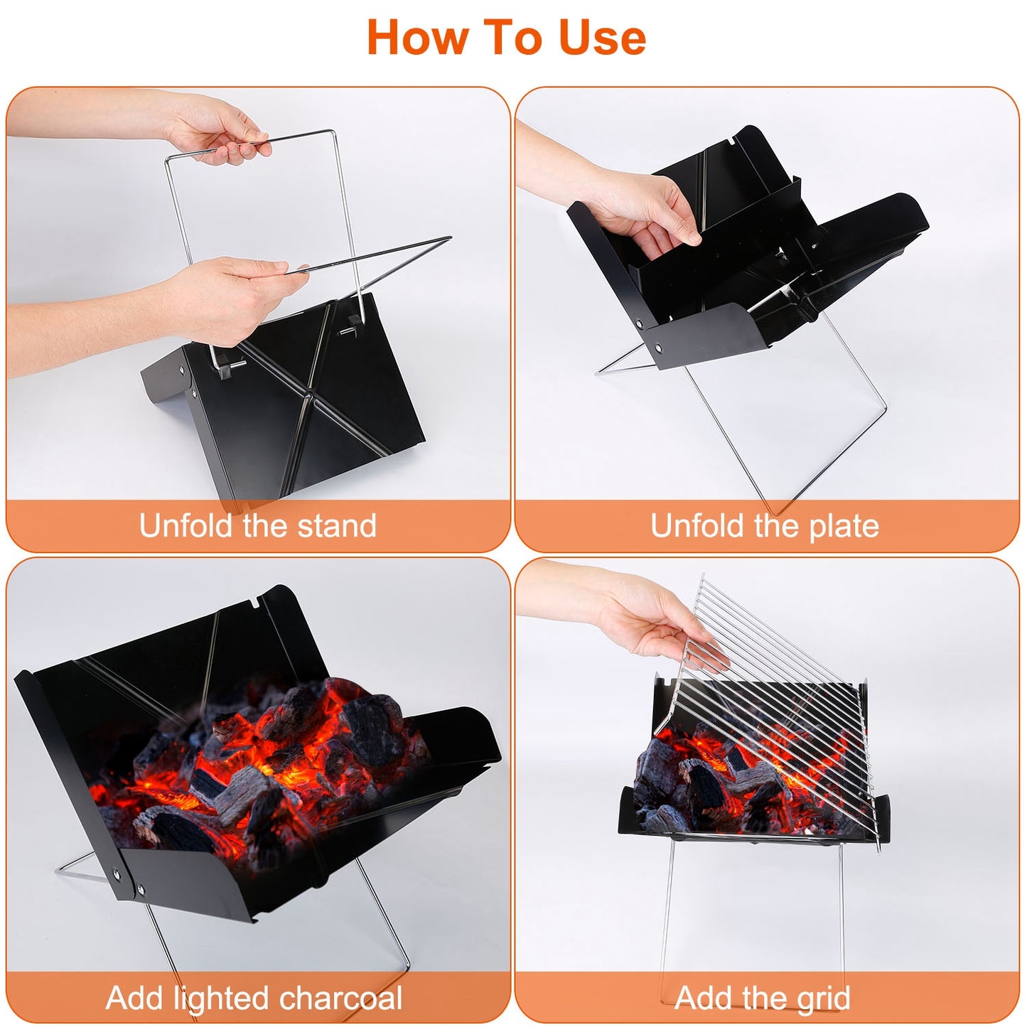 Foldable Charcoal BBQ Grill - Portable X-Shape Design