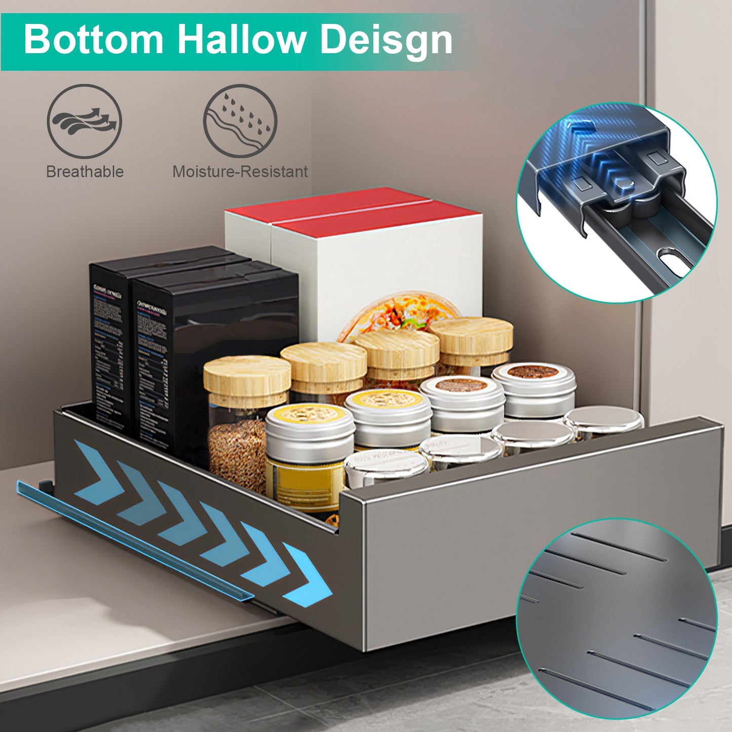 Pull Out Cabinet Organizer with Smooth Slide Rails - 11.8"